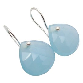 SilverStarJewel Pendientes de plata maciza de ley 925 con forma de corazón y calcedonia, 2,54 cm