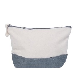 Jute Canvas Pouch, Multipurpose Travel Pouch, Cosmetics, Storage, Miscellaneous Items, Gray, Simple Minimalistic Casual