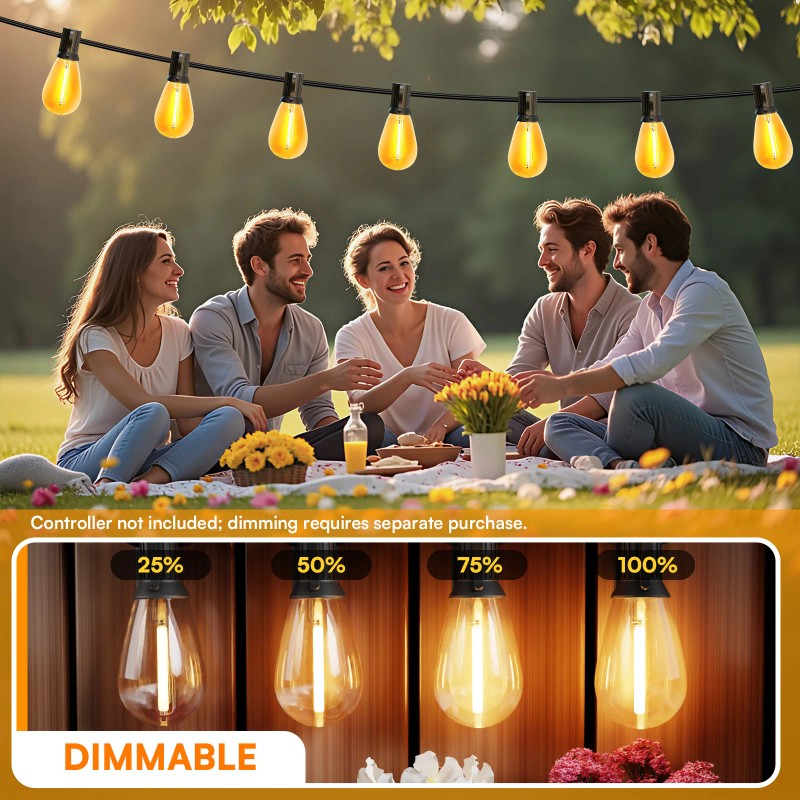 S14 100ft Solar String Lights Waterproof Outdoor Garden Patio Backyard