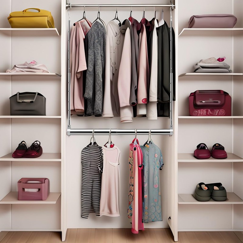 Adjustable Hanging Closet Rod, Extender Hanging Rod, Closet Hanging Organizer,
