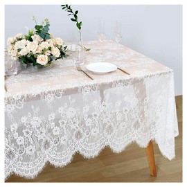 SoarDream White Lace Tablecloth Exquisite Wedding Lace Fabric 60x120 inches Vintage Lace Overlay Rectangle Outdoor Party Event Decoration Classic Lace Tablecloth Spring