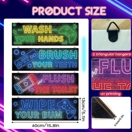 YLOLUL 4 Pcs Neon Gaming Wall Art & Room Accessories for Teen Boys & Kids, 16 * 5 Inch