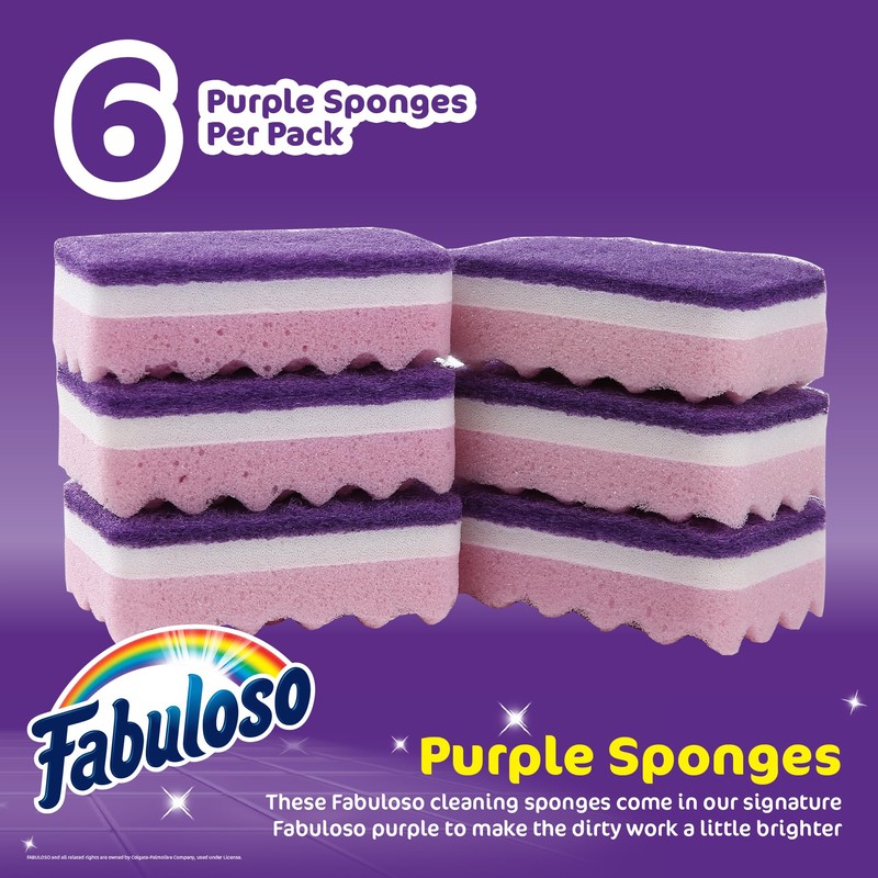 Fabuloso Sponges, Purple - Scratch-Free Scrubber for Dishes and Surfaces