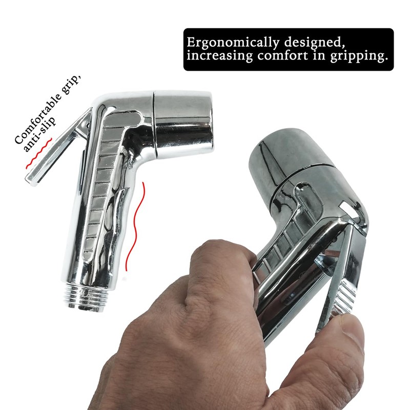ciciment Chrome Trigger Handheld Shower Head Kit with Hook,59in ABS
