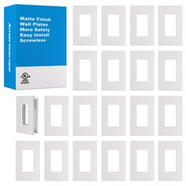Amerisense Outlet Cover, Screwless Decorator Wall Plate, Light switch Power Plug Cover, 1-Gang Standard Size, Matte White, 20 Pack,UL listed