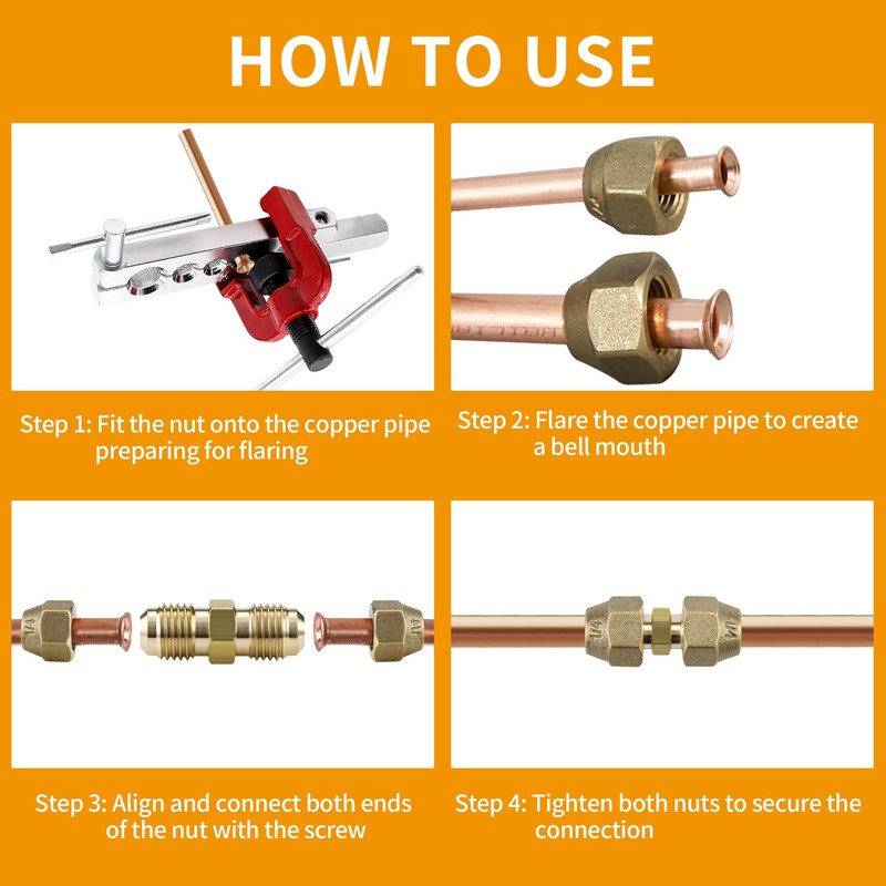 Timsec 2Packs AC Copper Pipe Extension Joint Connectors, 5/8-Inch Air