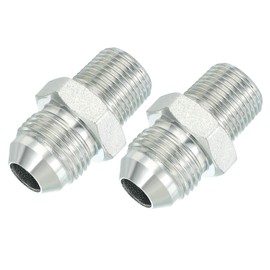 PATIKIL Hex Reducing Nipple Connectors Pipe Adapter 3/4" Male 37° Flare JIC x 3/8" Male NPT, 2 Pack Pipe Fitting Reducer Nipple Adapter Plated Steel Hydraulic Fitting