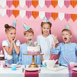 3P Banner Metallic Foil Fringe Wall Hanging Tinsel Fringe Banners backdrop for Parade Floats Garland Wedding Parties Graduation Class Sunset Retirement Anniversary Party Decorations(Orange Pink White)