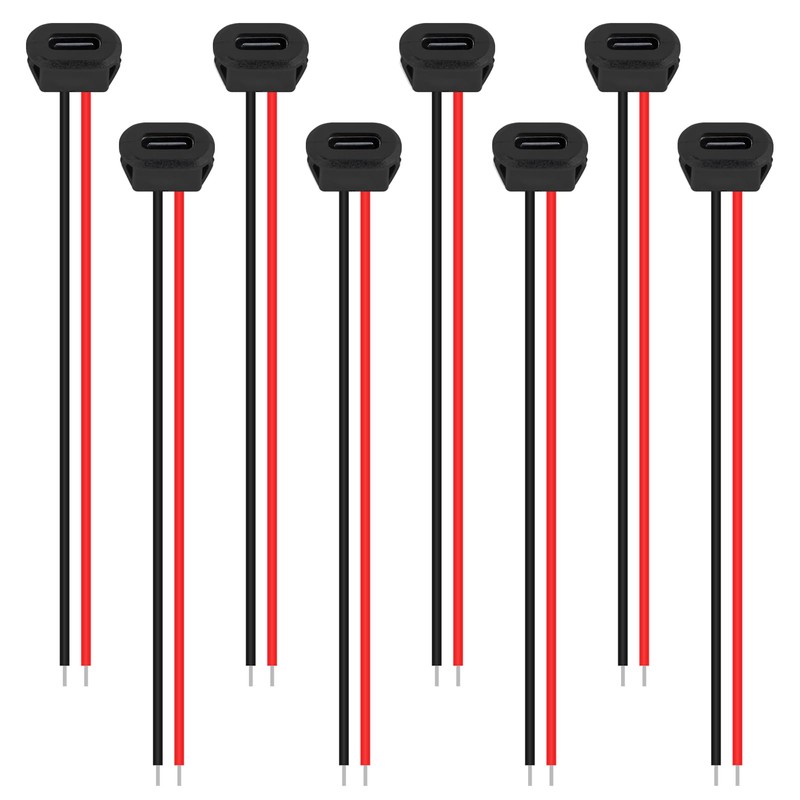 XIITIA 8pcs Type-C Female Chassis Waterproof 2P Solder Wire Type