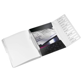 Leitz A4 file for up to 200 sheets, 6 compartments with tabs for organising the contents, elastic closure