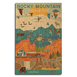 Lantern Press Rocky Mountain National Park, Colorado - Geometric (10x15 Wood Wall Sign, Wall Decor Ready to Hang)