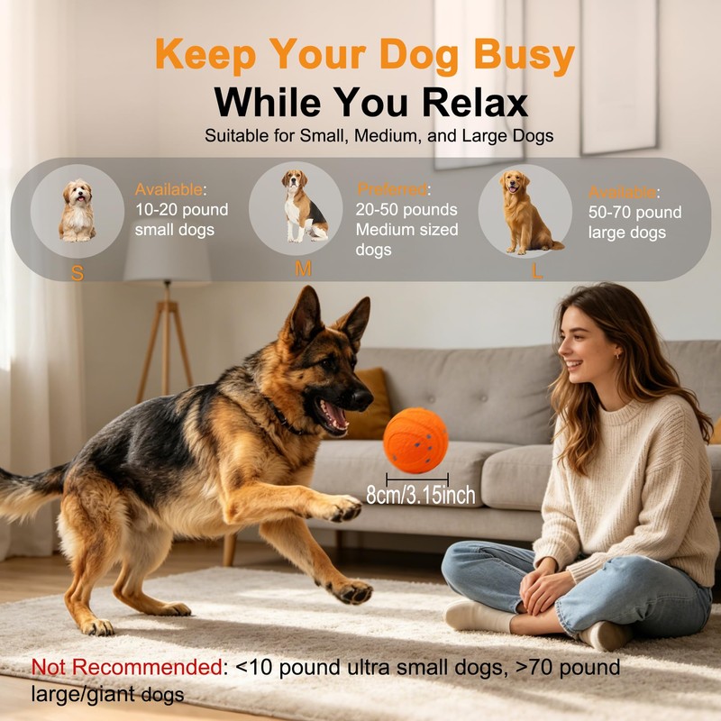 Automatic Interactive Dog Ball - Self Moving Toy for Medium