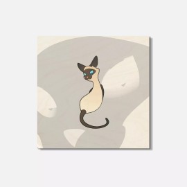 Unbranded Cute Siamese Cat Animal 4'' X 4'' Square Wooden Coaster