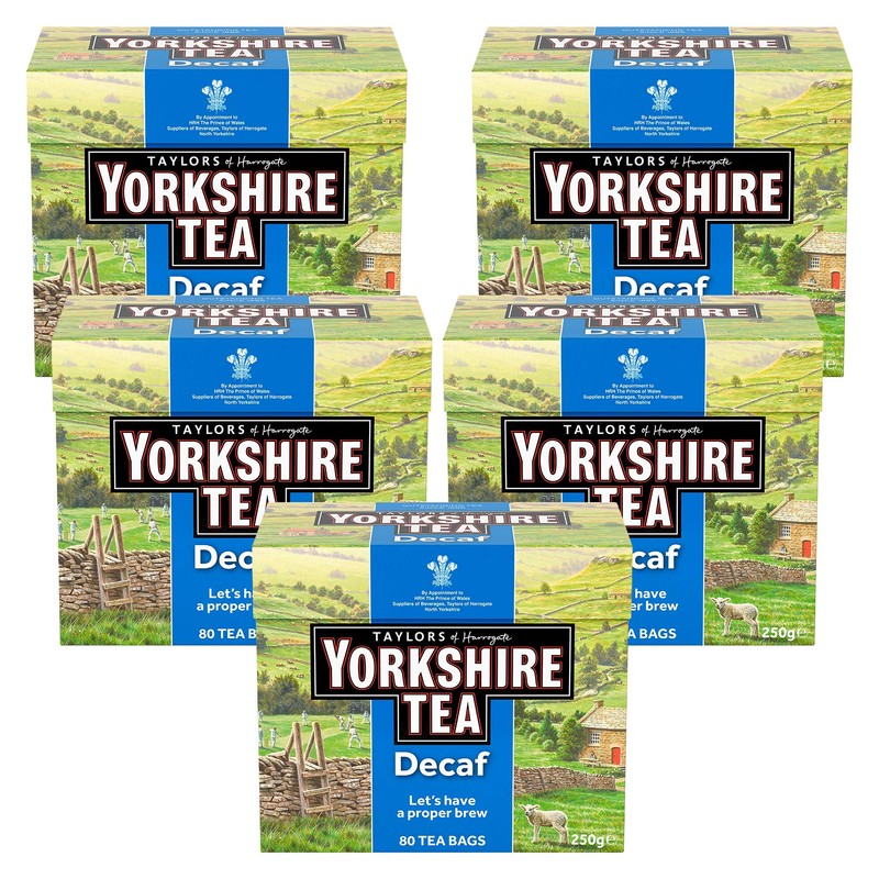 Yorkshire Tea Decaffeinated Tea Bags 250 g (Pack of 5)