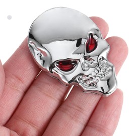 BESPORTBLE Skull Car Emblem 3D Silver Skull Motorcycle Car Metal Sticker Demon Skull Car Logo Vehicle Decoration