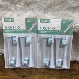 Standard Clean Lot of 2 X 4 Electric Toothbrush Head Click-On HX614-X Standard Clean