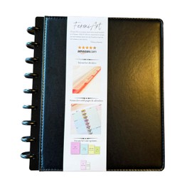 Refillable Discbound Notebook Classic Size (7x9.25) 75 Sheet Narrow Ruled PU Leather (Classic Size Black) Vegan Planner