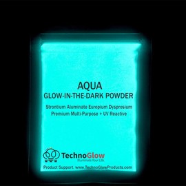 Techno Glow Inc Glow in The Dark Powder, Aqua - Multi-Choice PRO-Series (4 Ounces (113g))