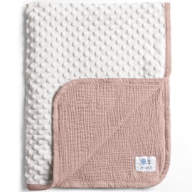 lulumoon Baby Blanket for Newborn Receiving: Minky Dot & Muslin Lightweight - Thermal Blanket Gift for Baby Shower & Hospital Welcoming 30"x40"（Sand）