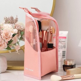 Portable Stand Cosmetic Bag Stand-up Foldable Makeup Cup Travel Zipper Waterproof Makeup Brush Holder Organizer Pouch Case Cover