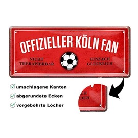 Blechschilder OFFIZIELLER KÖLN Fan Metallschild für Fußball Begeisterte Deko Artikel Schild Geschenkidee 28x12 cm