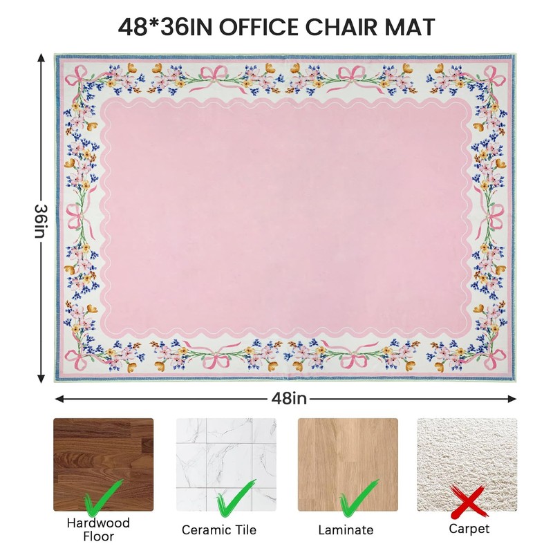 yueyaer Office Chair Mat for Hardwood/Tile Floor, 36"x48"Desk Chair Mat