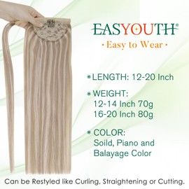 Easyouth Real Hair Ponytail Extension Blonde Highlight Ponytail Hair Extensions Real Human Hair 20 Inch 100g Ash Blonde Clip in Ponytail Extension Human Hair