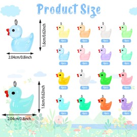 Augshy 64 Pcs Mini Ducks Charms Luminous Resin Ducks Glow in The Dark Duck Beads Tiny Duck Pendant for DIY Bracelet Necklace Jewelry Making Party Supplies, 0.6*0.8inch
