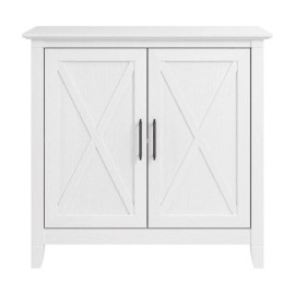 Bush Key West Small Storage Cabinet with Doors in Pure White Oak - Engineered Wood