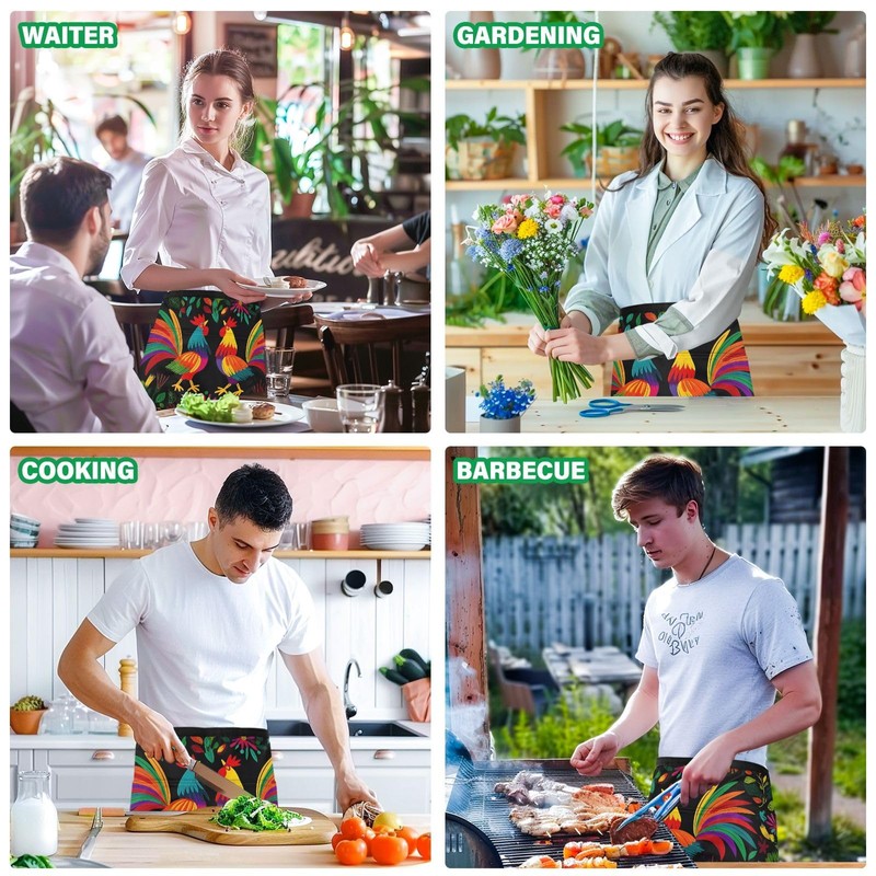 Bolaz Waist Apron Waitress Waiter Server Aprons Short with Pockets