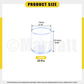 Mardatt 20Pcs 3/4"(19mm) Round Rubber Chair Leg Tips Caps, Furniture Leg Caps Chair Leg Floor Protectors Furniture Table Feet Cover Chair Leg Foot End Caps for Hardwood Floors, Clear