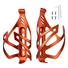 Corki Cycles Bicycle Bottle Holder Made of Aluminium Lightweight Universal Bicycle Drink Holder for Road Bike, MTB, Gravel Bike and E-Bike, Orange, Pack of 2