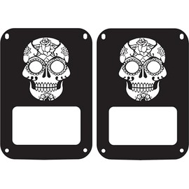 JeepTails Sugar Skull Tail lamp Light Covers (Halogen) Compatible with Jeep Wrangler JK Model (2007-2018)