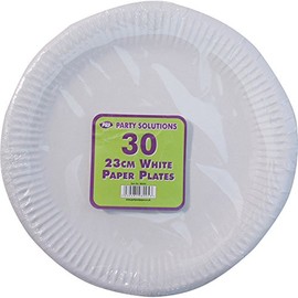 30 WHITE PAPER PLATES - 9 inch/23cm quality durable plates ideal for hot and cold food