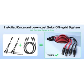 Bateria Power 30FT 12AWG Y-Branch Solar Connectors Extension Cable, Solar Cable Parallel Adaptor Solar Panel Wire in Pair with Female and Male Connectors for Solar Panel (1*M/FF+1*F/MM)