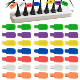 Cable Labels, Pack of 35 Writeable Cables Labelling Reusable Cable Labelling Multicoloured Cable Marking for Identifying Cables, Wires