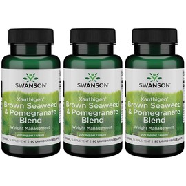Swanson Xanthigen- Brown Seaweed & Pomegranate Blend- 200 Milligrams, 90 Liquid Veggie Caps (3 Pack)