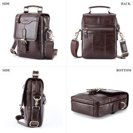 BAIGIO Men's Genuine Leather Shoulder Bag Messenger Briefcase CrossBody Handbag Satchel Travel bag, Type 6-dark Coffee