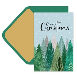 Whaline 24 Pack Merry Christmas Greeting Cards Green Forest Note Cards with Envelopes Stickers Xmas Tree Blank Cards for Winter Invitation Celebration, 4 x 6 Inch