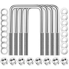304 Stainless Steel Square U-Bolt Boat Trailer U-Bolts with Washers and Nuts, 1/2''D x 2-1/16" W x 6-5/16" L Heavy Duty U-Bolts for Sailboat Trailer, Automobiles Trailer Replacement Parts, 4 Sets