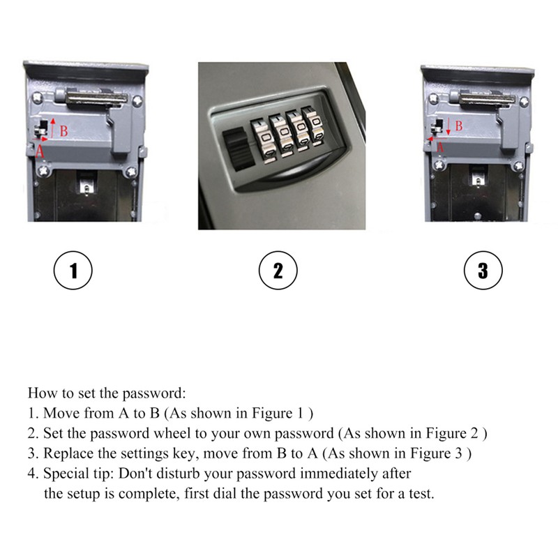4 Digit Combination Password Key Storage Box Wall Mounted Safety