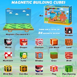 Magnetic Blocks, Build 3D Magnet Building Toys World with Magnetic Tiles, Foldable Magnetic Board, STEM Sensory Toy for Kids, Toy Magnetic Building Sets Gifts for Age 3 4 5 6-10 Year Old Boys Girls