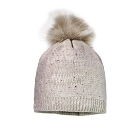 maximo Kids Girl Hat Pompom Rhinestone Fleece Stripes Made in Europe, Book-enamelled, 55