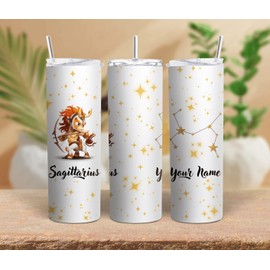 Mugzan SAGITTARIUS Zodiac Stainless Steel Skinny 20 Oz Tumbler Lid & Straw by Mugzan