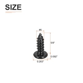 DTGN #6x3/8 Black Screws - 50Pack - 304 Stainless Steel Pan Head Phillips Sheet Metal Screw Self-Tapping Screw Wood Screws Screw
