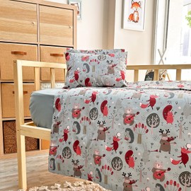 mundolindo Bedding Sets for Boys and Girls, 100% Cotton Duvet Cover Set, Cute Duvet Cover, Woodland Animal Cute Bedding, 3 Pieces Toddler and Crib Duvet Cover Set (Sage Green)