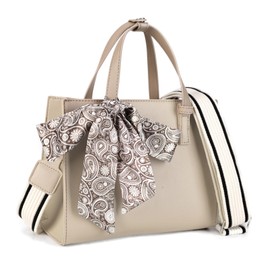 Gladdon Women's Small Handbag, Tote Bag, Shoulder Bag with Handle, Crossbody Bag with Elegant Bow, Shopper with Neckerchief, sand, S