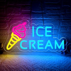 Ice Cream Neon Sign for Wall Decor,Ice Cream Shop Neon Decor,Business Dessert LED light for Bar,Party,Bedroom Decoration,Birthday,Christmas Decor,Size16.1 * 8.3 inch(JTD264)