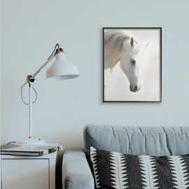 Stupell Industries White Stallion Portrait Minimal Southwestern Horse Kari Brooks Black Framed Wall Art, 24 x 30