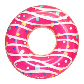 CocoNut Float Sprinkled & Glazed Pink Donut Pool Float – Inflatable Pool Ring – Durable Long Lasting Lounge Tube and Water Toy – Fun Decoration for Parties, Events – Ages 8+ Years